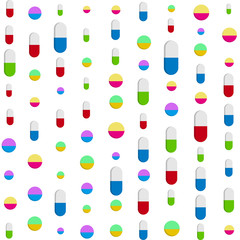 Seamless pharmaceutical pill background pattern, vector wallpaper.	