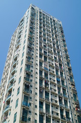 Exterior of high-rise residential building