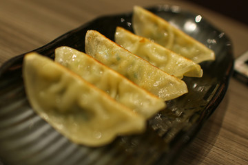 Japanese food, Gyoza. selective focus and with a very shallow depth of field