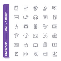 Line icons set. Online education 