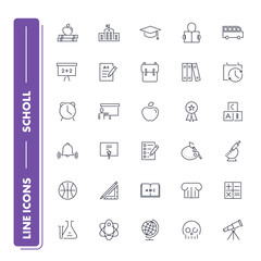 Line icons set. School 