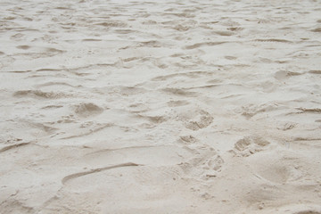Sand footprint at beach background