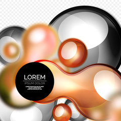 Glass bubbles on grey, modern techno liquid design