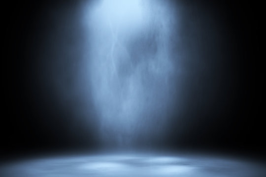 blue spotlight smoke studio entertainment background. © releon8211