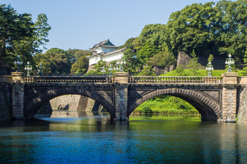Fototapeta na wymiar Tokyo Imperial Palace ,Tokyo Imperial Palace and the Seimon Ishibashi bridge : 26 OCTOBER 2017