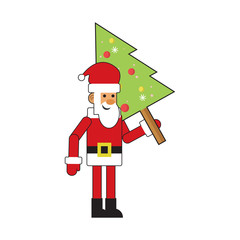 Fun Santa Claus With Christmas Tree