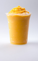 mango yogurt, milk shake isolated on white