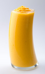mango yogurt, milk shake isolated on white