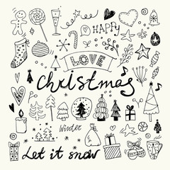 Christmas and New Year doodles collection