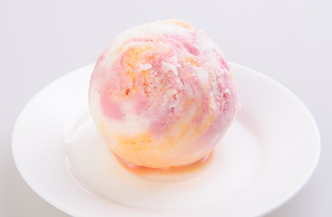 ice cream scoop. ice cream on the background.