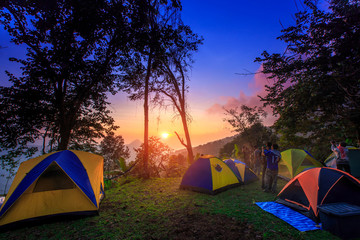 Beautiful mountain scenery sunset Doi Phu Kha National Park in Nan,Thailand