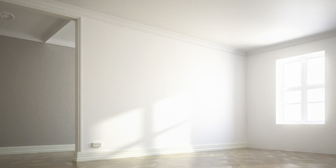 Raumadaptation: leeres Wohnzimmer (panoramisch)