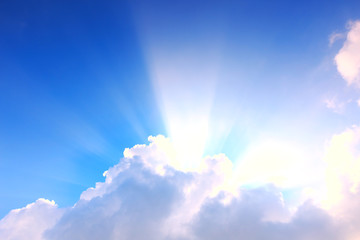 Fototapeta na wymiar Blue sky with clouds and sunlight