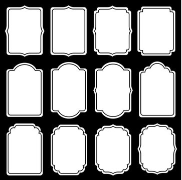 Vector set of decorative vintage tags, frames for scrapbook and wedding invitation design