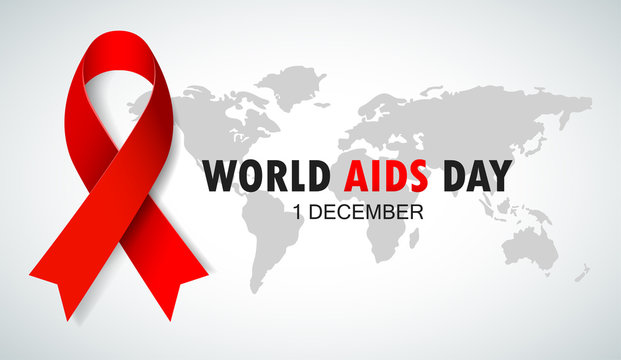 World AIDS Day. Red Ribbon Sign