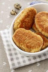 Traditional croquettes stuffed with eggs.