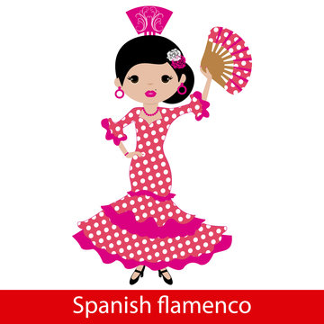 Girl in pink flamenco dress