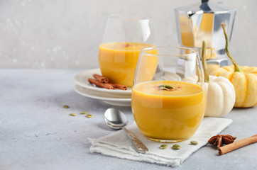 Pumpkin Spice Latte Smoothie Selective Focus Copy Space