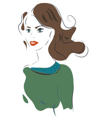 Beautiful Woman Portrait. Brunette Looking Forward