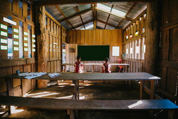 Students in classroom;Tribal students in rural; Hill tribe school, Education in rural.