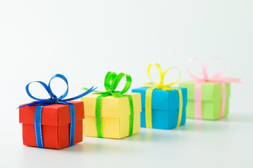 Variety of color gift boxes