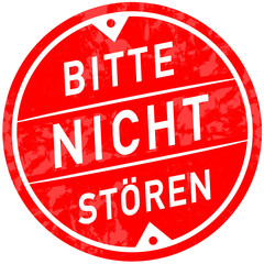 sbi19 SymbolButtonIcon sbi - Schrift: Bitte nicht stören - Anhänger / Aufhänger - Datenschutz - ds20 DiskretionSchild - Zeichen / Stempel - rot icon g5617