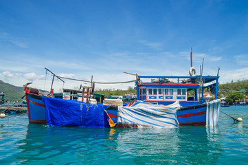 Fishing boats, off the coast of the island, in the Gulf of the Sea, Vietnam, the East Sea