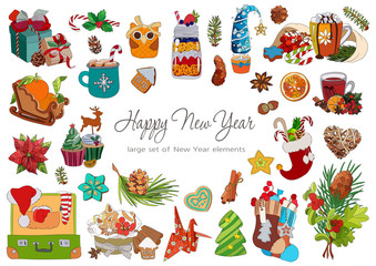 large set of New Year elements