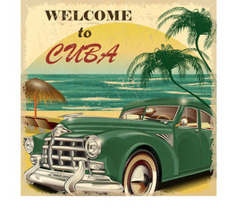 Welcome to Cuba retro poster