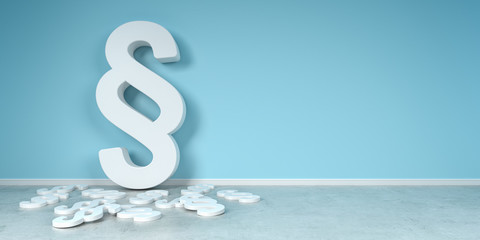 Big law icons in modern interior 3D rendering