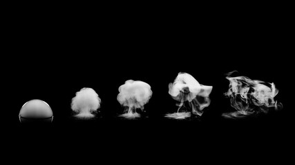 set of smokes on black background