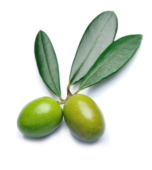 Olives with leaves .