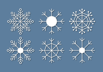 White snowflakes with shadow vector