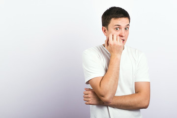 Portrait of man shocked
