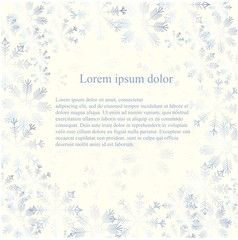 Blue snowflakes on white background, Lorem ipsum stock vector illustration