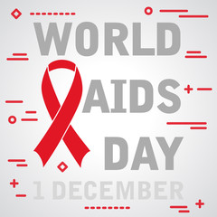 flat world aids day 1 december awareness tape icon