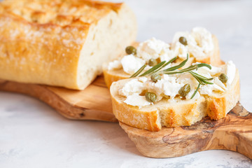 Fresh sandwiches with ciabatta and feta