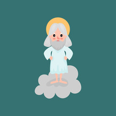 Angry god character standing with arms akimbo