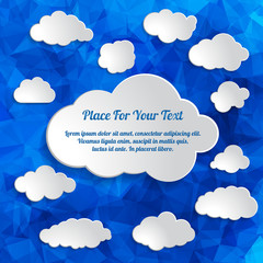 Abstract Creative concept vector clouds collection on a blue tri
