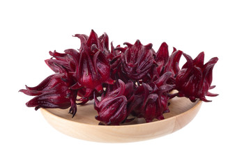 Roselle Hibiscus sabdariffa red fruit flower on white background