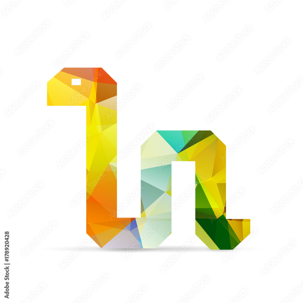 Wall mural low poly design of python isolated on white background