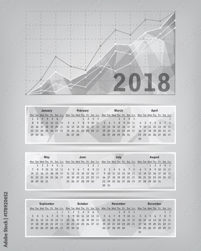 Aufkleber 2018 calendar with business statistics chart showing different g