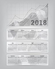 2018 calendar with business statistics chart showing different g