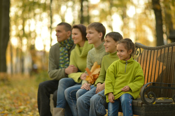 Naklejka na ściany i meble family in autumn forest