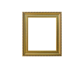 Golden vintage photo frame isolated on white