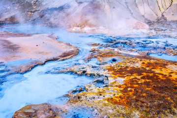 Fumarole field in Namafjall, Iceland.