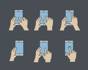 Touch screen gesture icon for smartphone. Vector a mobile app