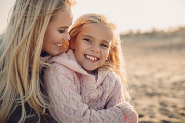 happy mother and daughter