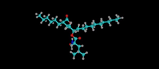 Orlistat molecular structure isolated on black