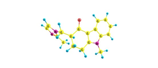 Ondansetron molecular structure isolated on white